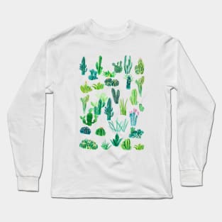 botanical cactus collection painting Long Sleeve T-Shirt